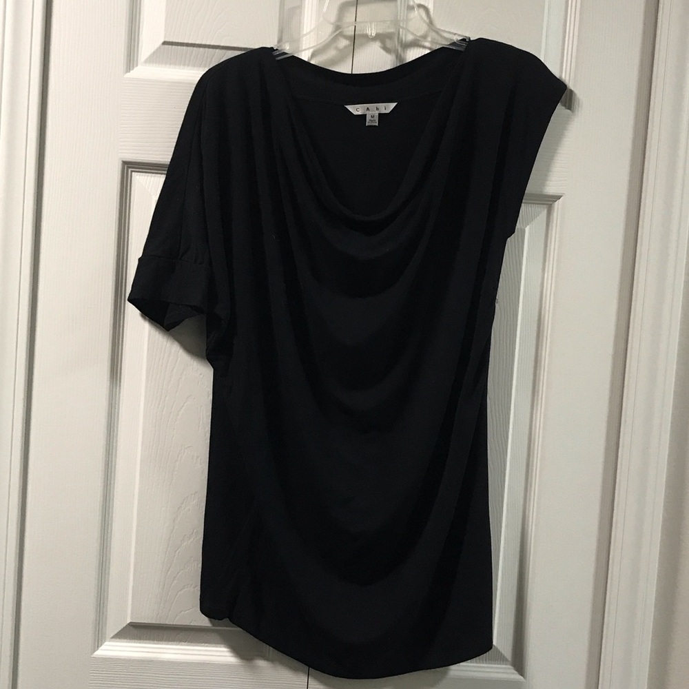 Cabi Black Off The Shoulder Drape Neck Top